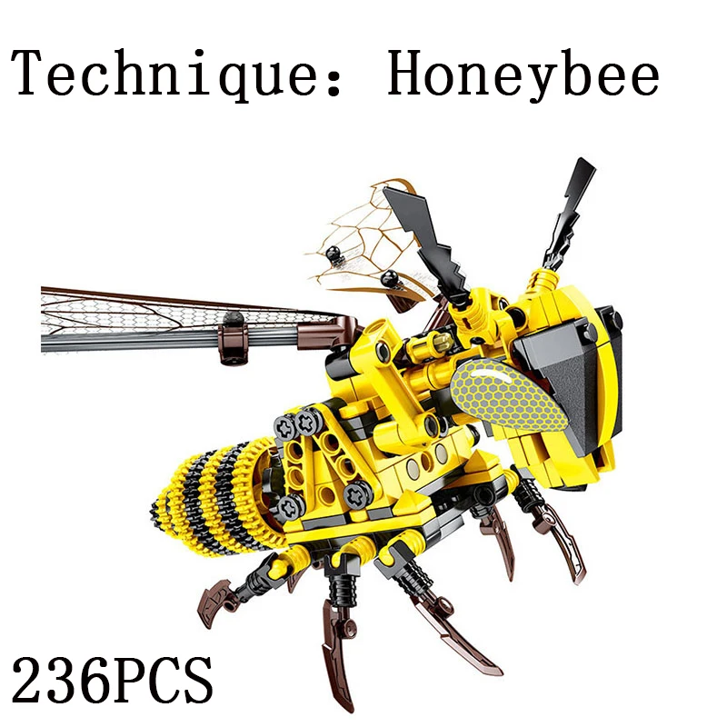 Животное имитация насекомых DIY Красная стрекоза строительные блоки LEpins Technic Honeybee