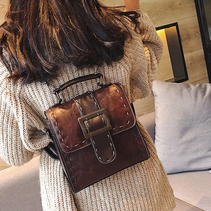 Women's PU Leather Backpack Female Fashion Small Bag Teen Girl Retro Shoulder |