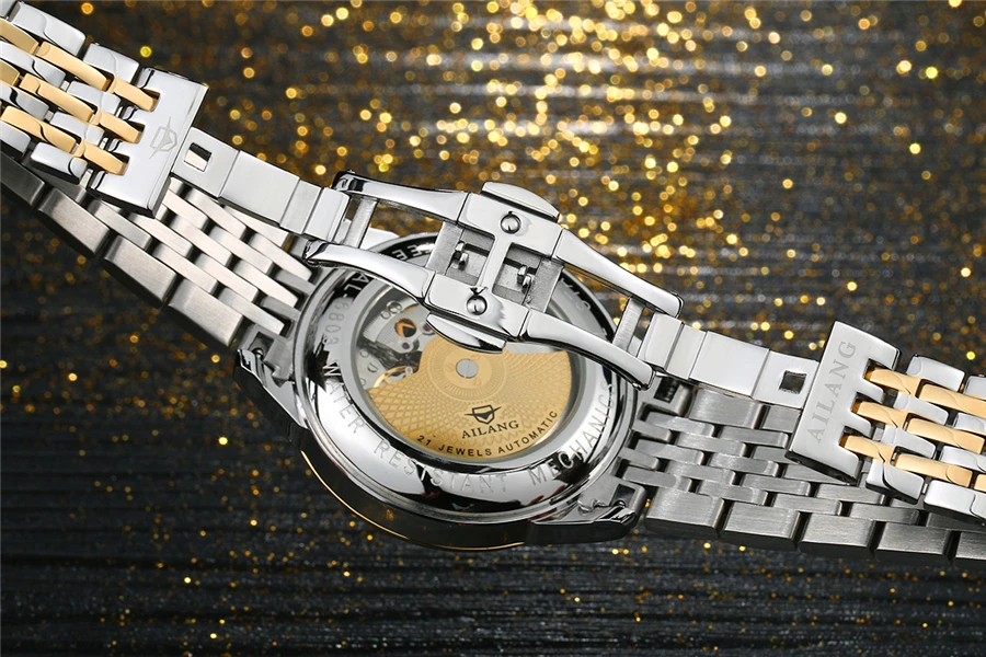 AILANG Мужские автоматические механические часы Топ Бренд роскошные из нержавеющей