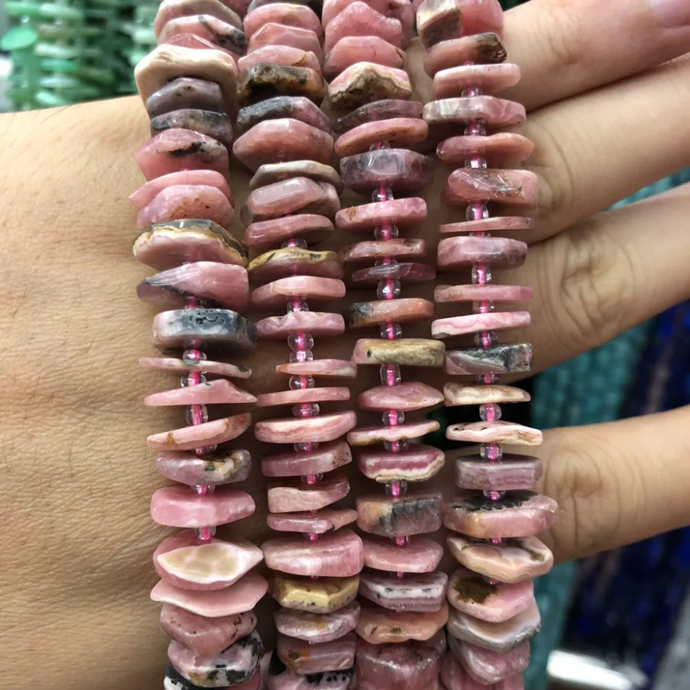Wholesale 3strings 15.5&quot Natural Rhodochrosite Beads Coin Chip Nugget Bead Rhodonite Stone Gem Jewelry Making | Украшения и