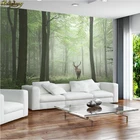 Пользовательские фотообои beibehang, свежие простые эстетические лесные деревья, утренний туман, Настенные обои