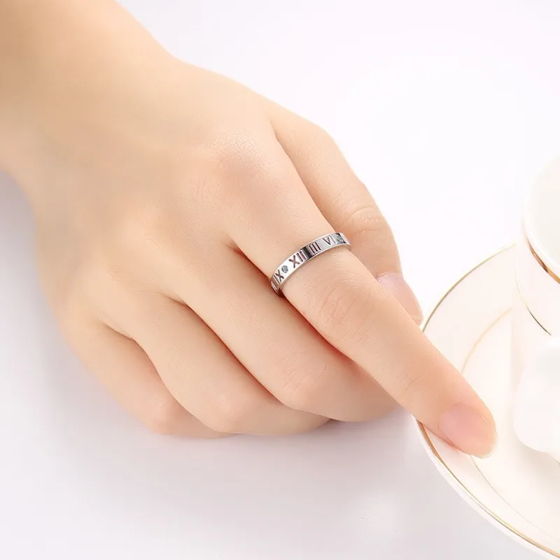 Vnox женские свадебные кольца с римскими цифрами элегантные из нержавеющей стали CZ