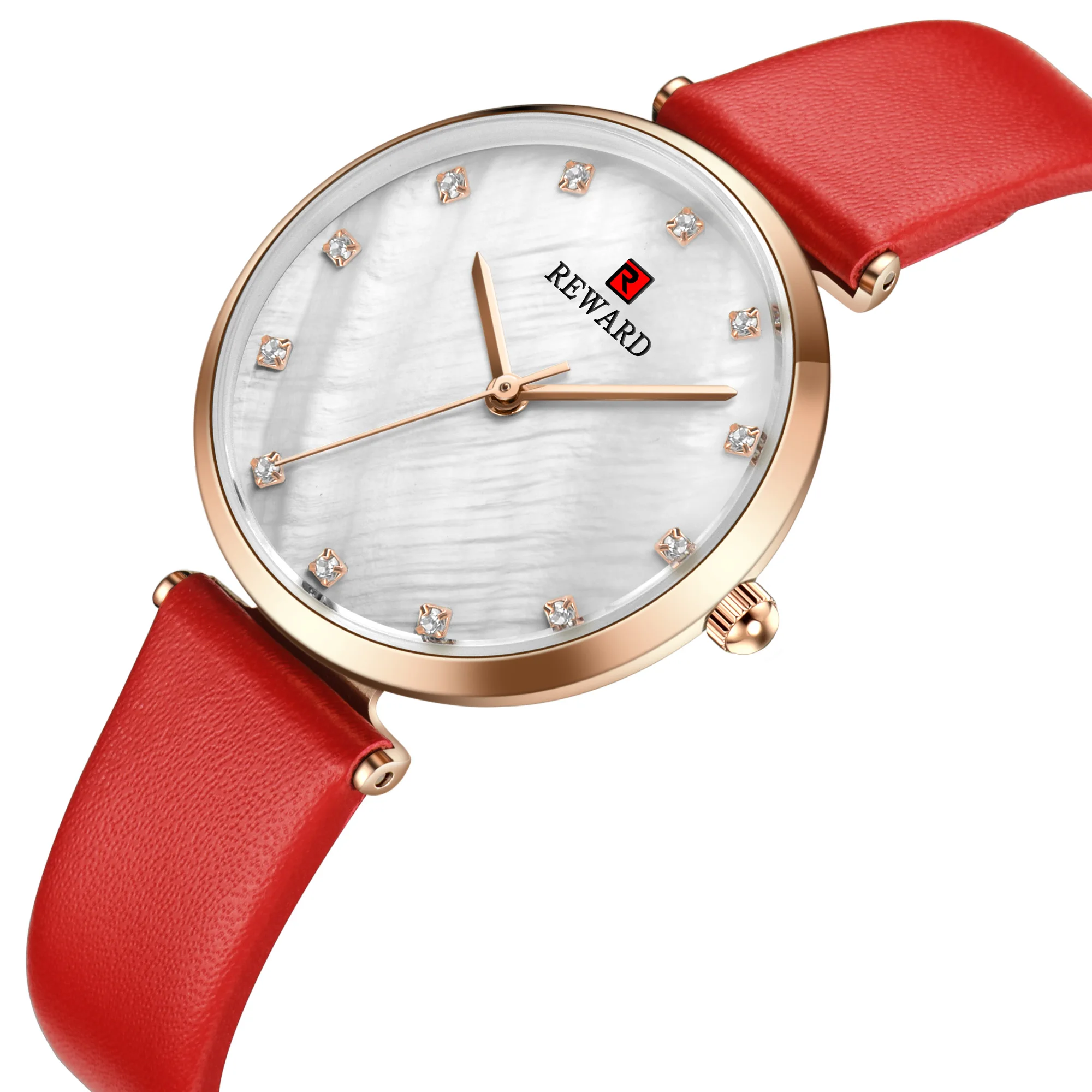 Часы наградные модные спортивные женские кварцевые простые с кожаным ремешком в