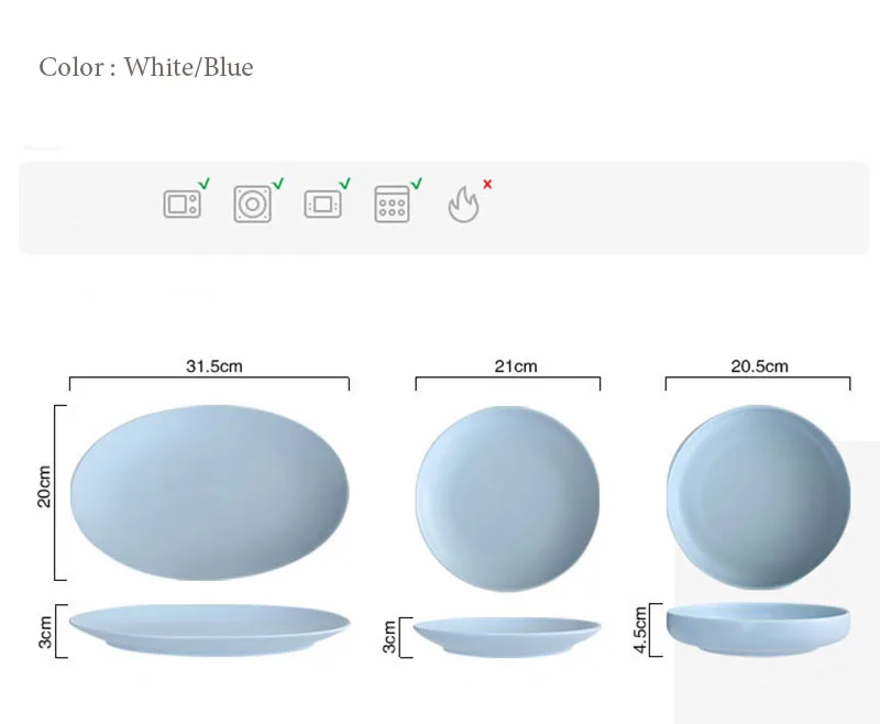 KINGLANG скандинавские синие белые цвета матовая посуда набор Керамическая пиала для риса салатные тарелки простые бытовые блюда