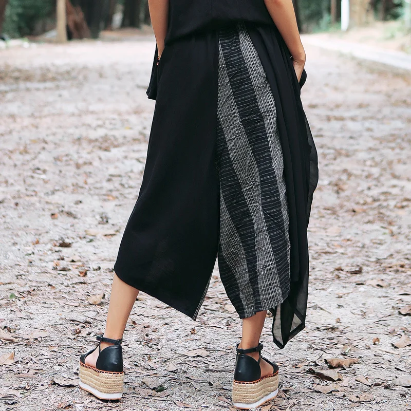 Летние джоггеры #0615 женские шифоновые широкие брюки с соединением Женская