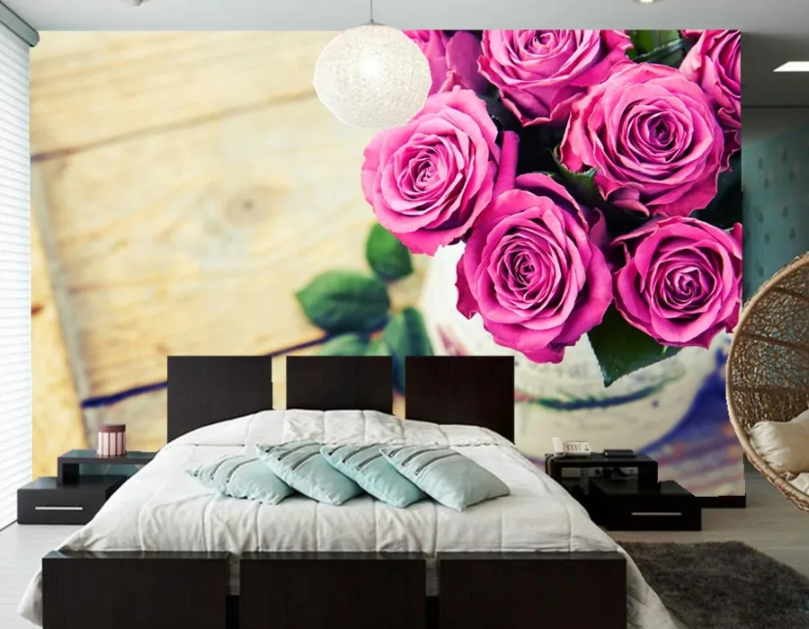 Настенные 3d обои с изображением розы крупным планом настенные современные для