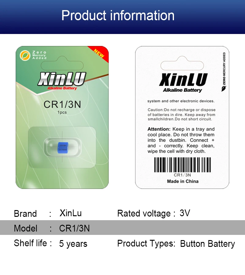 5 шт. CR1/3N 2L76 K58L DL1/3N 5018LC CR11108 3v литиевая Батарея