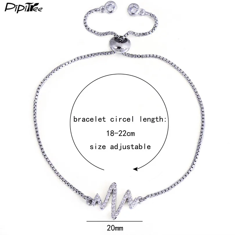 Браслет Pipitree с фианитами ПАВЕ молния электрокардиограмма классическое