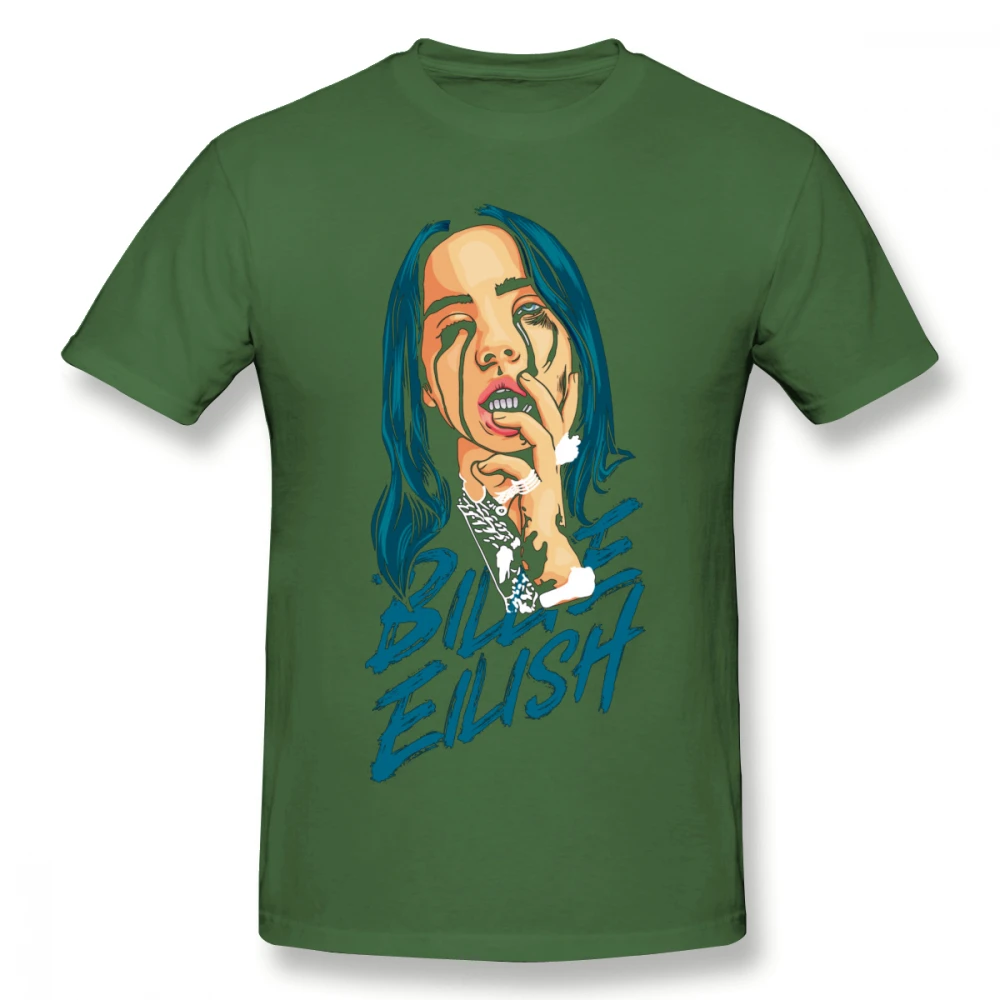 Удивительный океана глаз Billie Eilish футболка унисекс в стиле «хип-хоп»; стильная футболка Hipster футболка - Цвет: Армейский зеленый