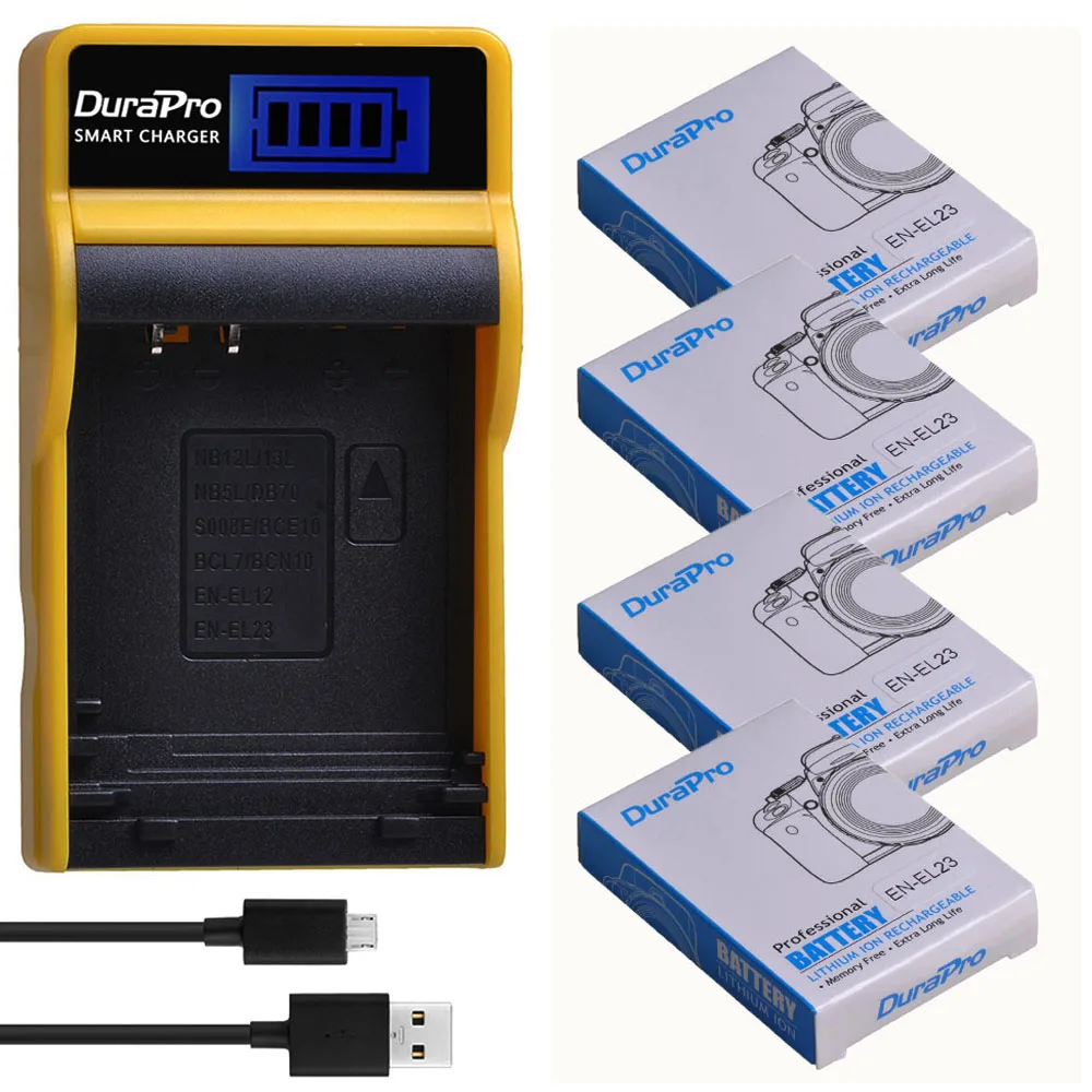 Литий ионный аккумулятор DuraPro 1850 мА/ч литий EN EL23 зарядное устройство с ЖК дисплеем