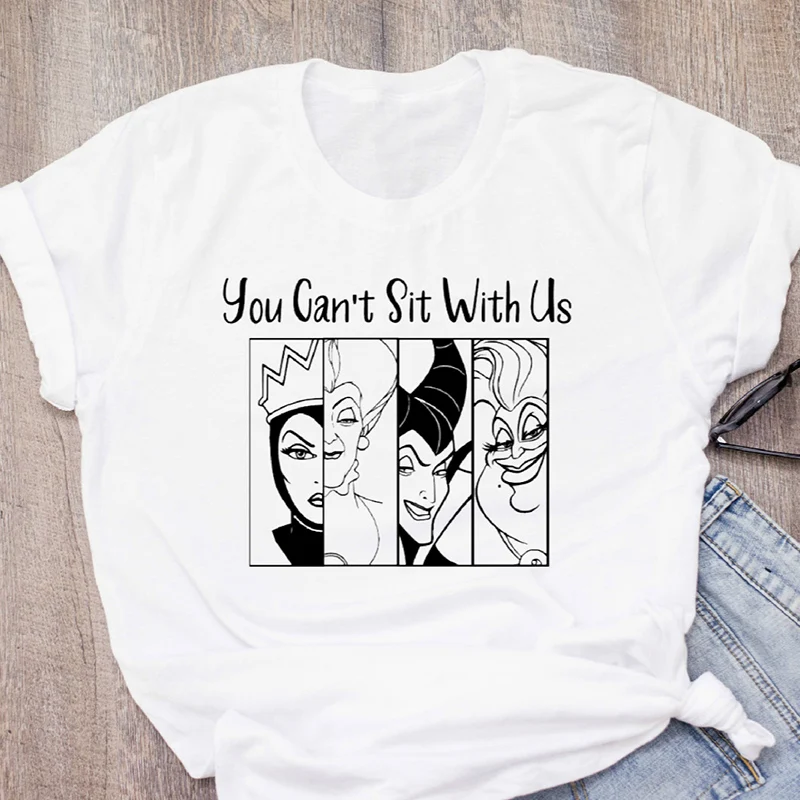 Новая футболка женская забавная с надписью You Can't Sit With Us Villain принтом в стиле