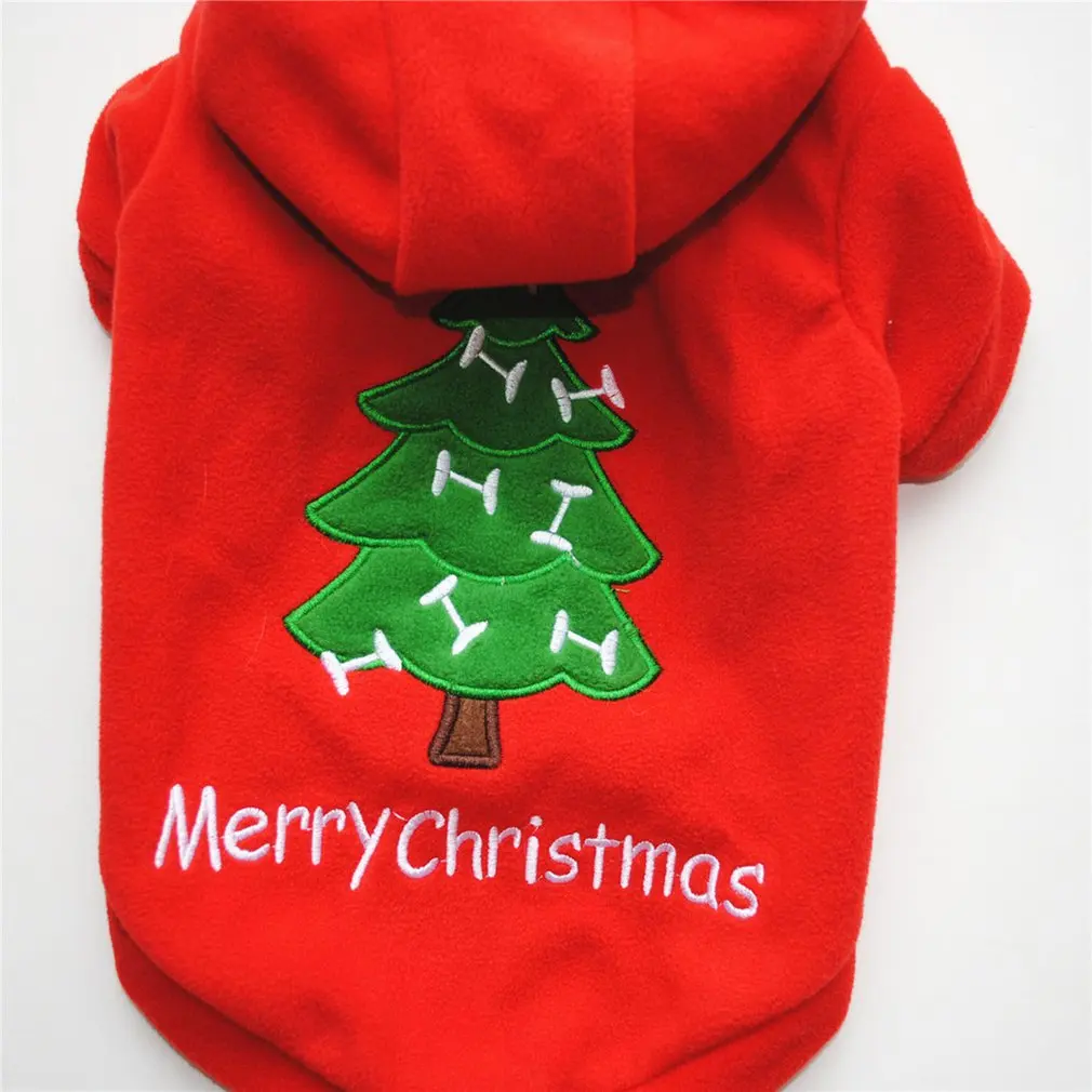 Christmas Dog Clothes Thick Warm Hooded Coat Cotton Fabric Jacket Pullover Outfit for Autumn Winter | Дом и сад