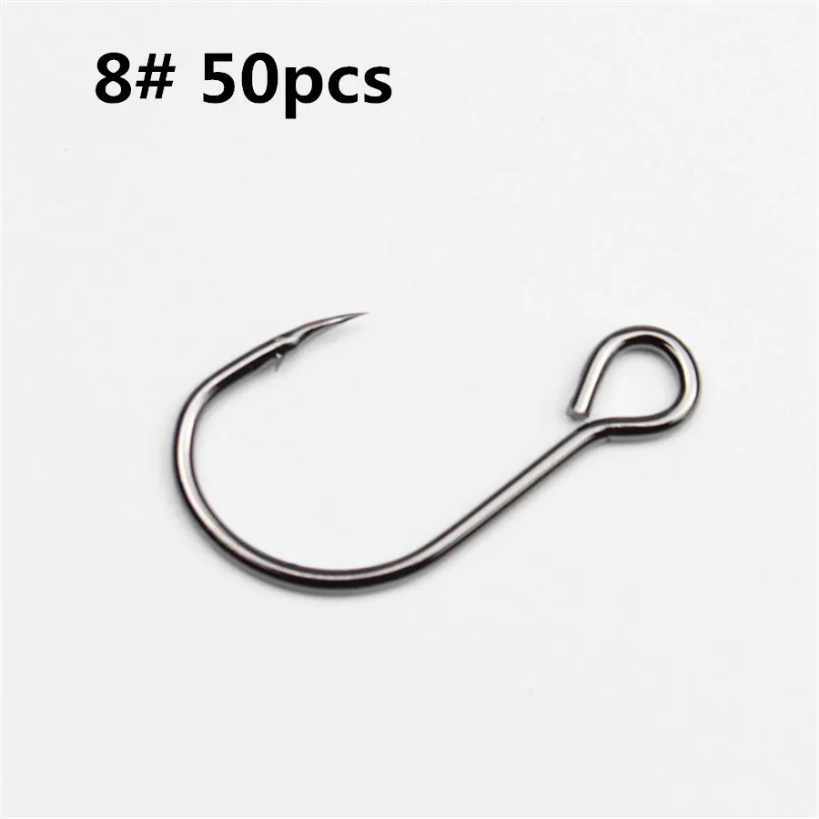 dayangou 8 Swolfy50pcs для рыболовной приманки, запасной крючок, одиночные рыболовные крючки, встроенный крючок, большой глаз, размер 1 2 4 6 8 1/0 2/0, острая Высокоуглеродистая сталь - Цвет: dayangou 8