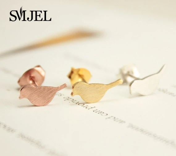 Женские маленькие серьги-гвоздики в виде птицы SMJEL новые милые летние подарочные