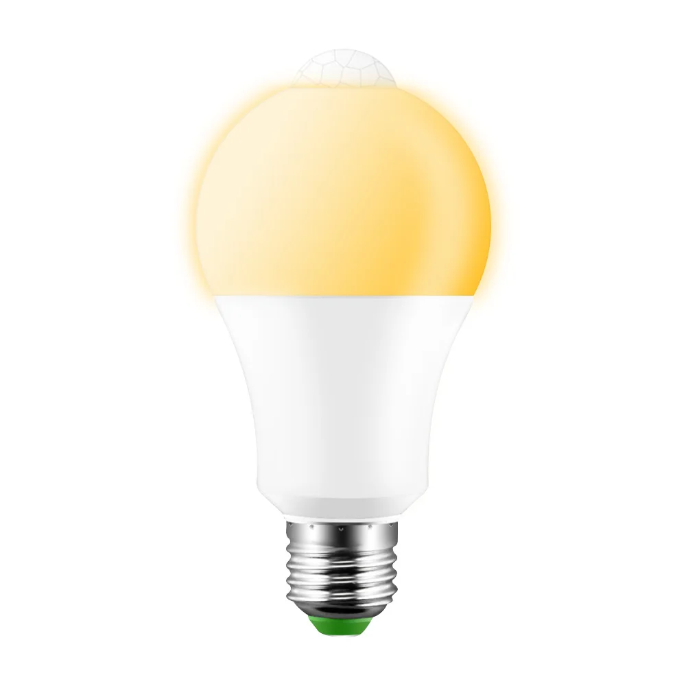 Warm white E27 Светодиодная лампа движения PIR Сенсор лампа 12W 110-220V заката до рассвета светильник лампочка IP42 умный светильник лампа дневной и ночной Светильник для дома светильник Инж - Испускаемый цвет: Warm white