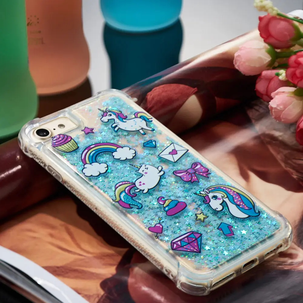 Glitter Stars Phone Cover for Apple iPhone 6 6S A1549 A1586 A1589 A1690 A1688 A1699 Dynamic Liquid Debris Quicksand Back Case |