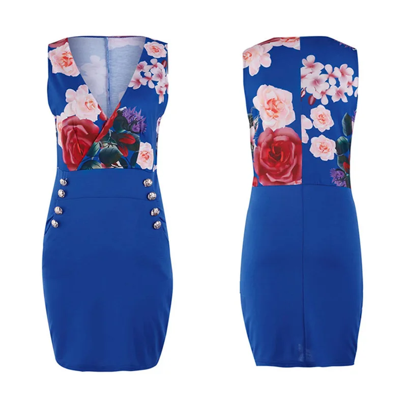 Элегантное офисное платье женское с цветочным принтом сексуальное облегающее