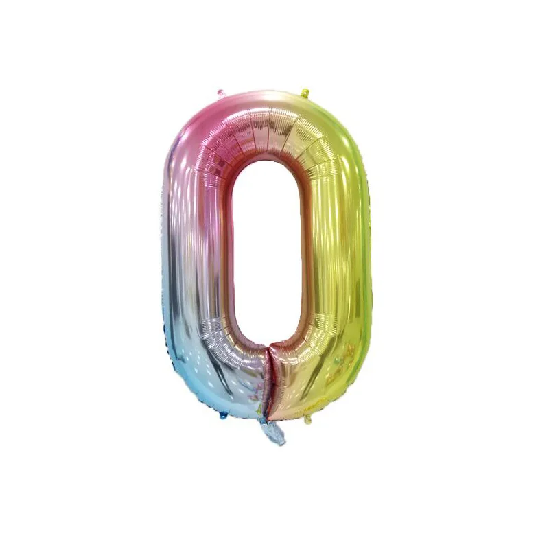 number 0 16, 32, 40 дюймов, Радужный цвет, номер, фольгированные шары, день рождения, вечеринка, свадебное украшение, цифра, шар, фигура, воздушные шары-цифры, Globos - Цвет: number 0