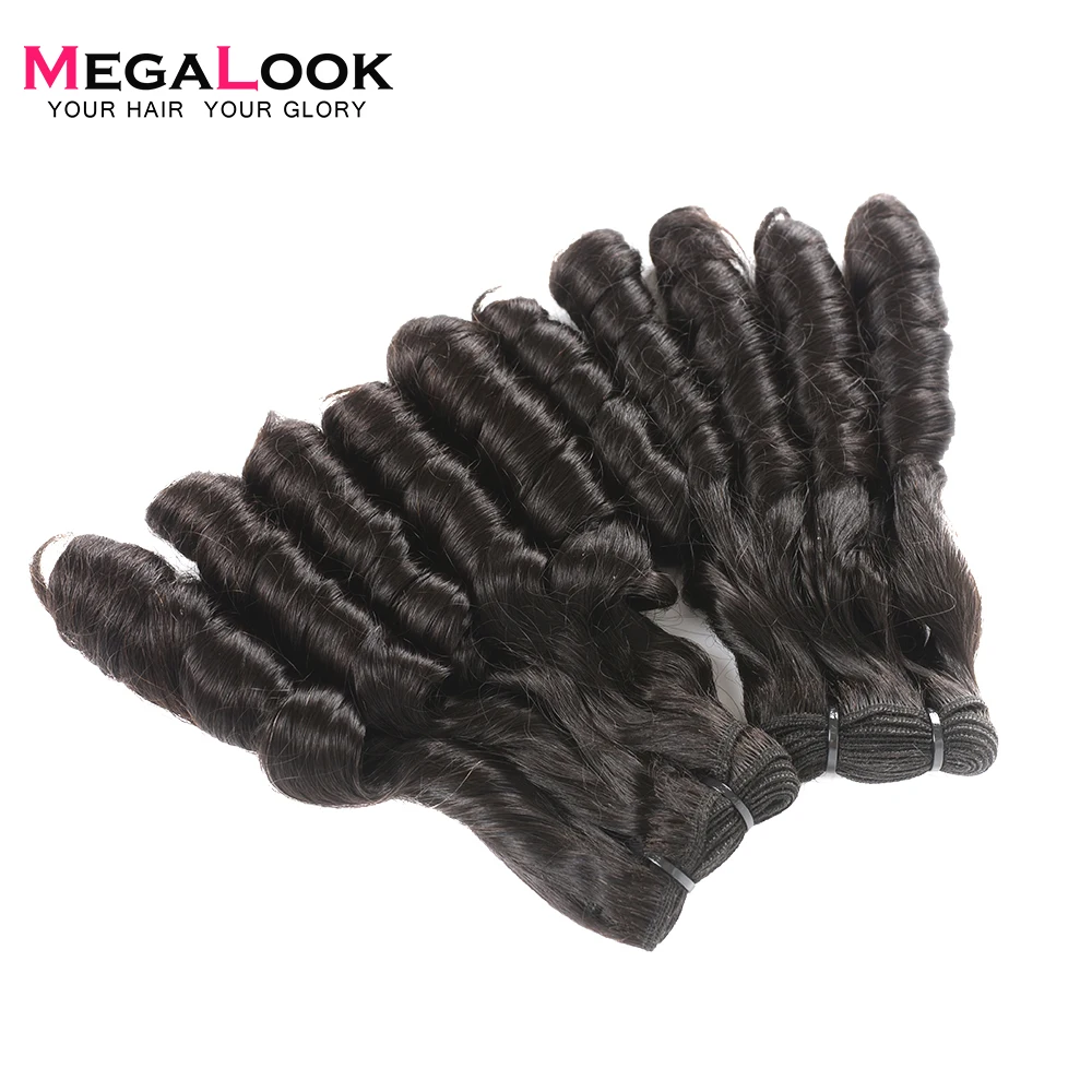 Megalook двойные нарисованные нигерийские локоны человеческие волосы пряди с закрытием Funmi натуральный цвет Remy Weave