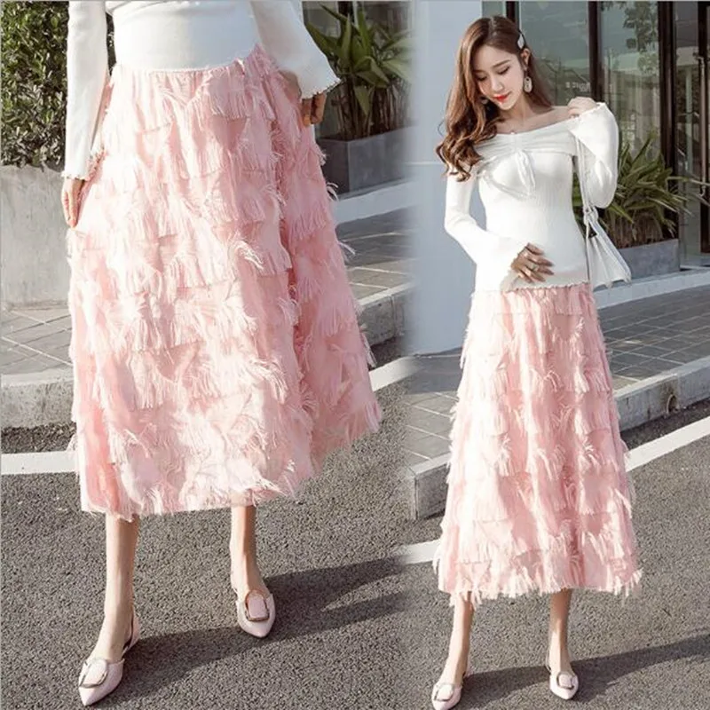 Длинная юбка для беременных Tassele с эластичной резинкой на талии Одежда женщин