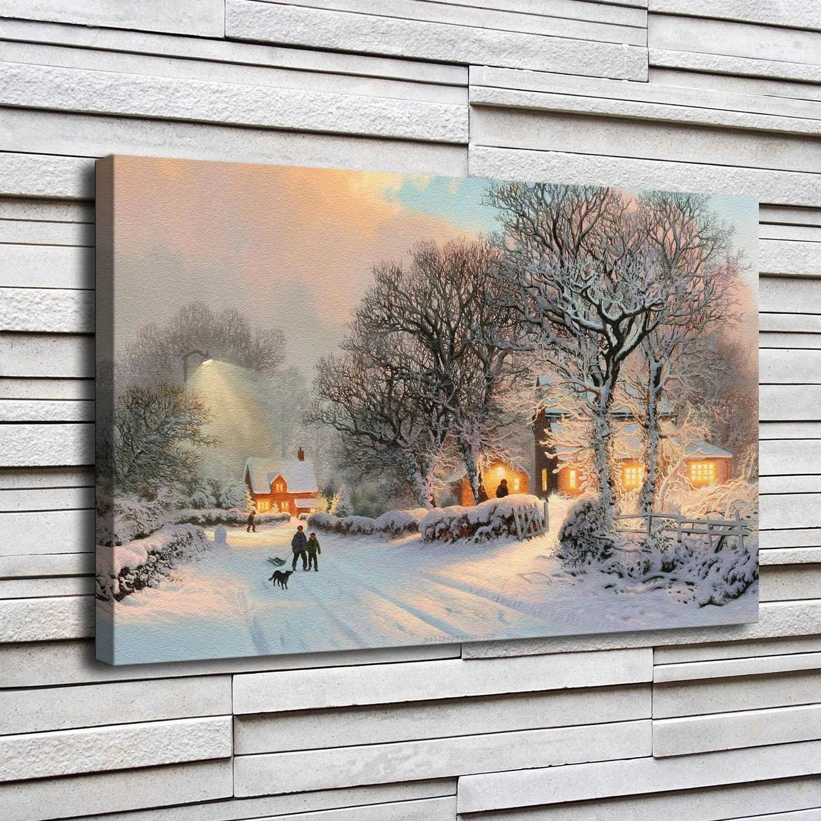 Холст для живописи Wall Art цельнокроеное платье удобные Винтаж зима снег Сян