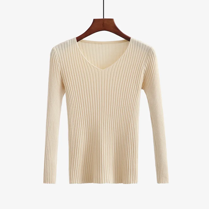 Autumn new Fashion women sweater elegant female thin V neck sweaters slim long sleeve Knitted Pullovers tight D232 | Женская одежда