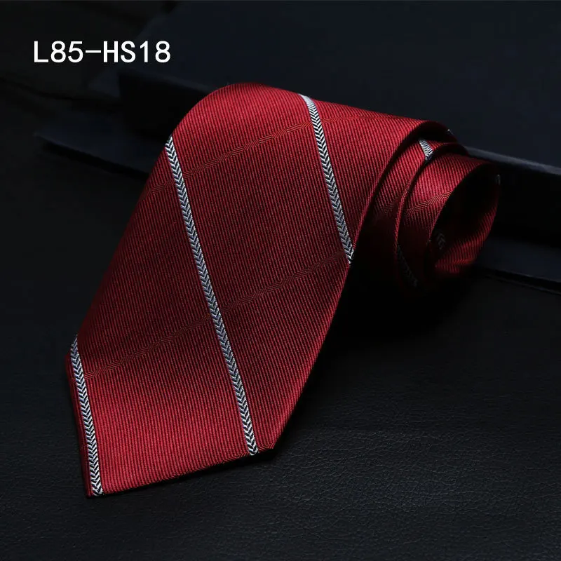 L85-HS-18 8 см роскошный натуральный шелковый галстук для шеи мужская деловая рубашка геометрический узор в полоску и горох Галстуки свадебные подарки для мужчин подарок - Цвет: L85-HS-18
