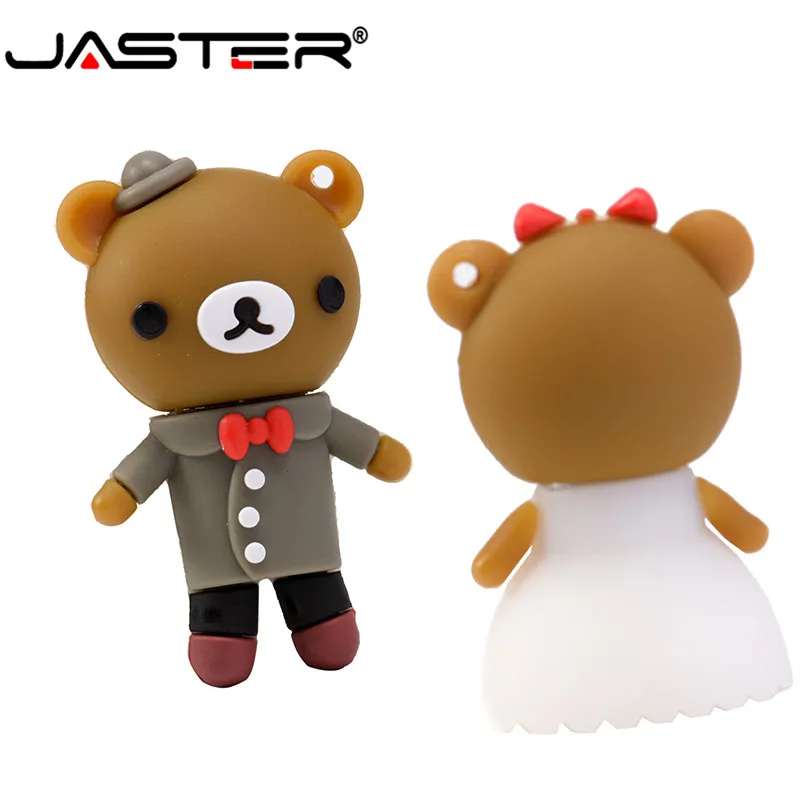JASTER Горячая Мода креативный мультфильм Свадебный Медведь usb 2 0 реальная емкость