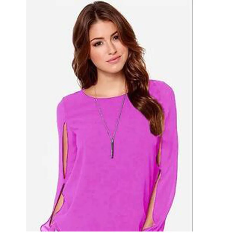 5 Blusas mujer de moda Весна modis Свободная шифоновая блуза с длинным рукавом размера плюс повседневные женские майки и футболки - Цвет: 5