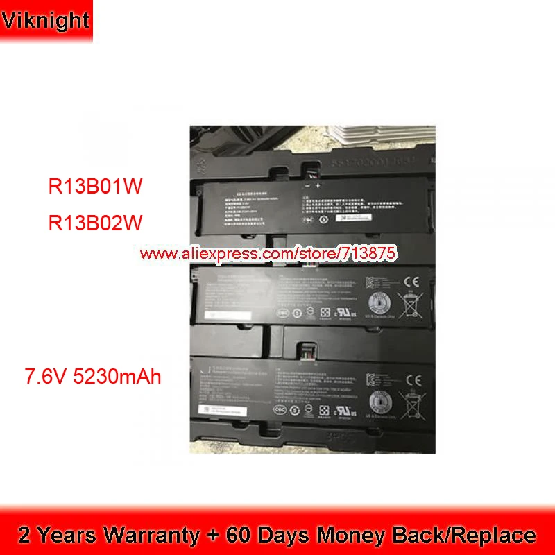 Подлинный аккумулятор 7,6 V 5230mAh R13B01W R13B02W для XIAOMI Air battery 13,3 дюймов ноутбука