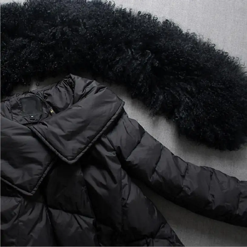 

S-4XL Plus Size Real Mongolia Sheep Fur Big Collar Coat Winter Women Jacket Loose Parkas Long Sleeve Thicker Warm Outwear L1724