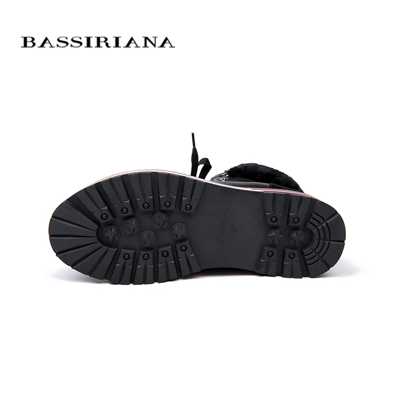 BASSIRIANA/2018 новые зимние ботильоны женские ботинки из натуральной кожи без каблука