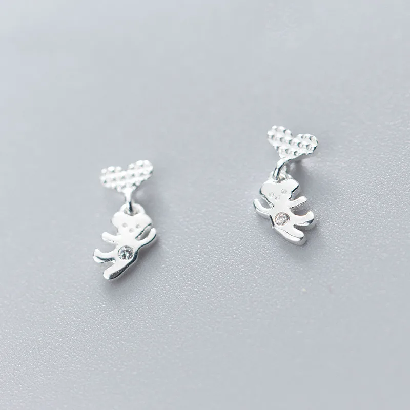 Серьги гвоздики из серебра 925 пробы в виде медведя коала|Серьги-гвоздики| |