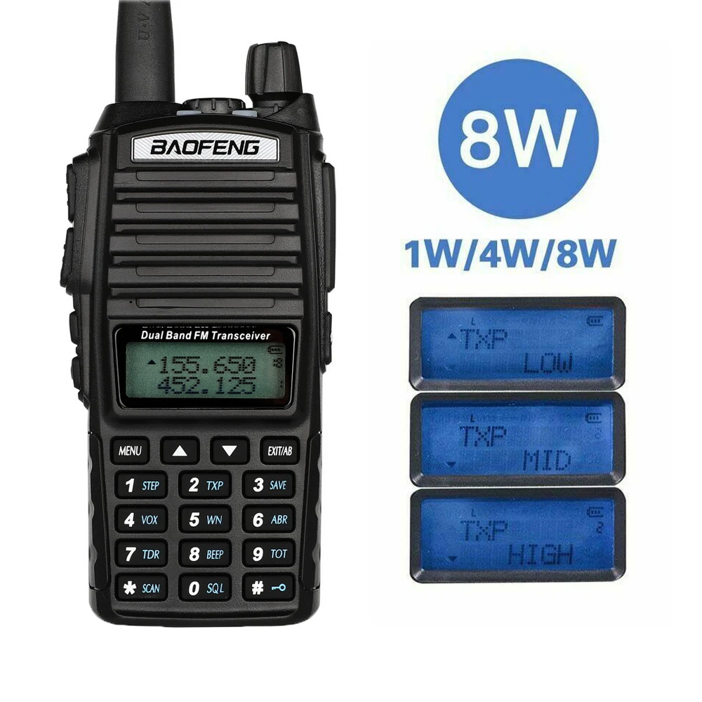 Baofeng UV-82 8 Вт портативная рация портативная радио Двухдиапазонная приемопередатчик Высокая средняя низкая мощность UV82 радиостанция Любительская портативная