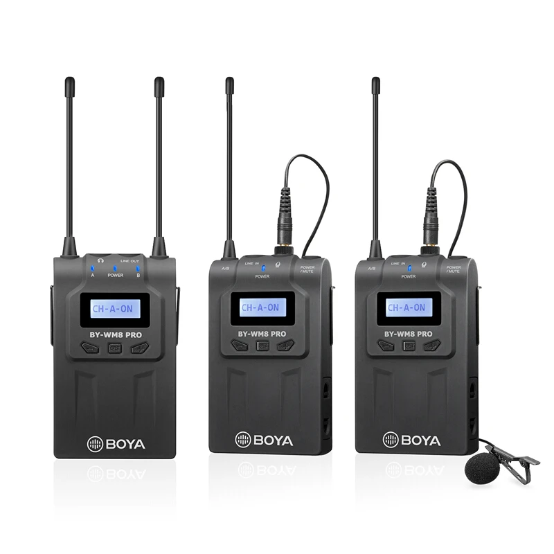 BOYA BY WM8 Pro K2 UHF Беспроводная двухканальная петличная микрофонная система для DSLR