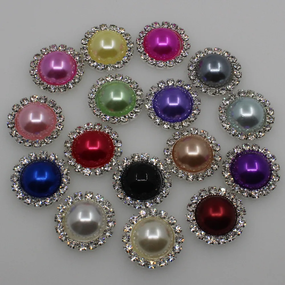 10 шт. круглые жемчужные пуговицы Стразы 20 мм|rhinestone pearl buttons|pearl buttonsflower center |