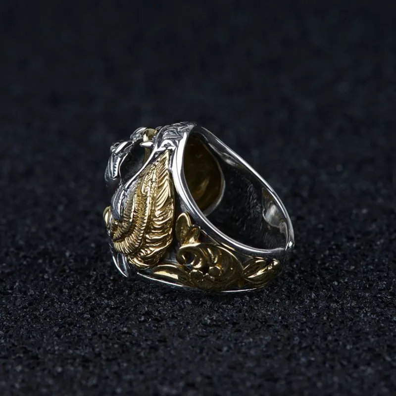 FNJ Панк животных Тигр кольцо серебро 925 Anillos Новая мода S925 стерлингов Серебряные кольца для Для мужчин ювелирные изделия Регулируемая Размеры bague