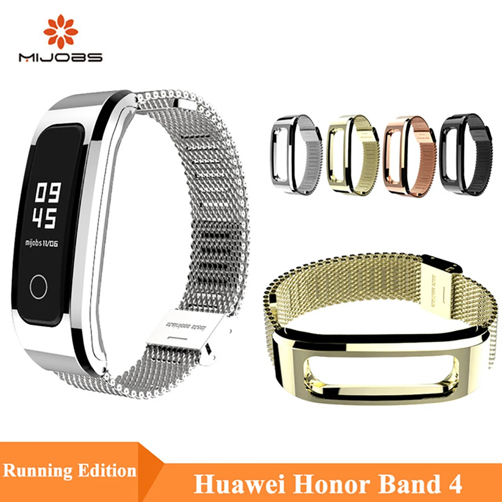 Металлический ремешок Mijobs для Huawei Honor Band 4 смарт браслет из нержавеющей стали