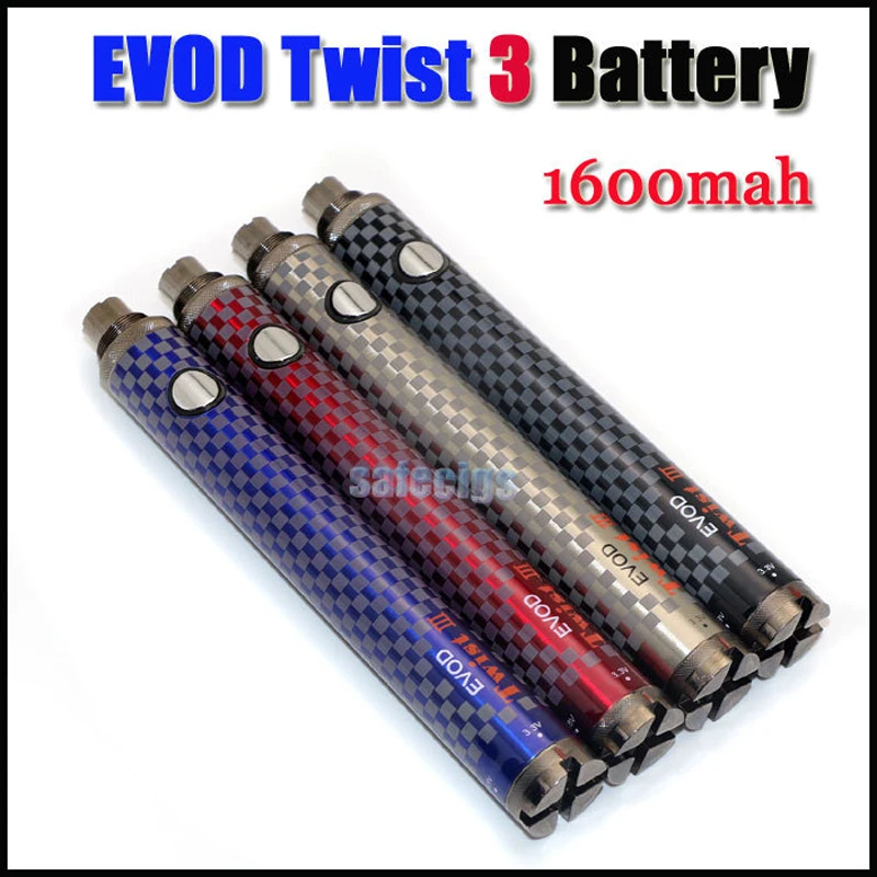 Steamtank Evod Twist III Battery VV 1600mah Micro USB electronic cigarette variable voltage 3 for Vaporizer |