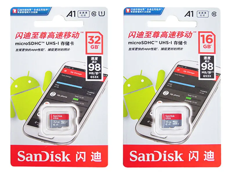 Карта памяти SanDisk Microsd 128 Гб 64 Гб U1/U3 C10 UHS-I A1/A2 V30 SDXC 32 ГБ 16 ГБ TF карта 200 ГБ 256 ГБ 4K Full HD для мобильных устройств/камер