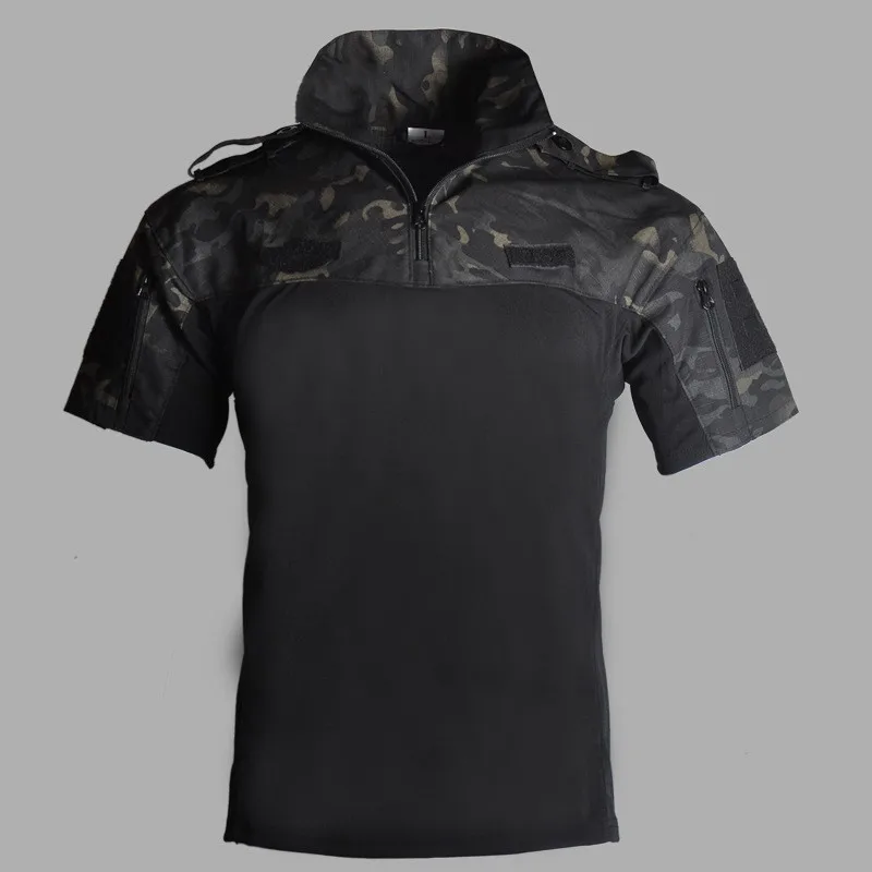 Summer Short Sleeve Military Uniform Tops Army Fan Combat Tactical Camouflage Clothes Outdoor CS Training Hunting Clothing Shirt