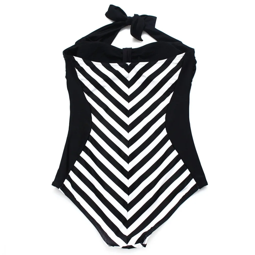 Female One Piece Stripe Swimsuit 2016 Women Bikini Sets Halter Strapless Bathing Suit Swimwear Plus Big Size 3XL Bodysuit GK026 | Спорт и
