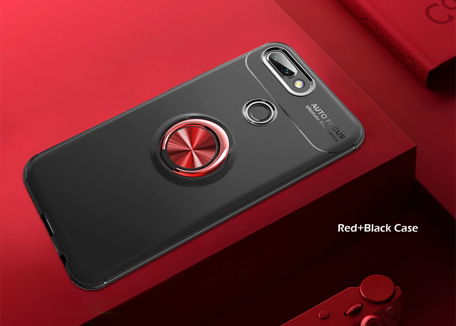 Black-Red Qkuttu чехол для телефона huawei honor 9 Lite магнитный держатель-кольцо мягкая задняя крышка для huawei honor 9 lite LLD-L31 чехол honor 9 lite - Цвет: Black-Red
