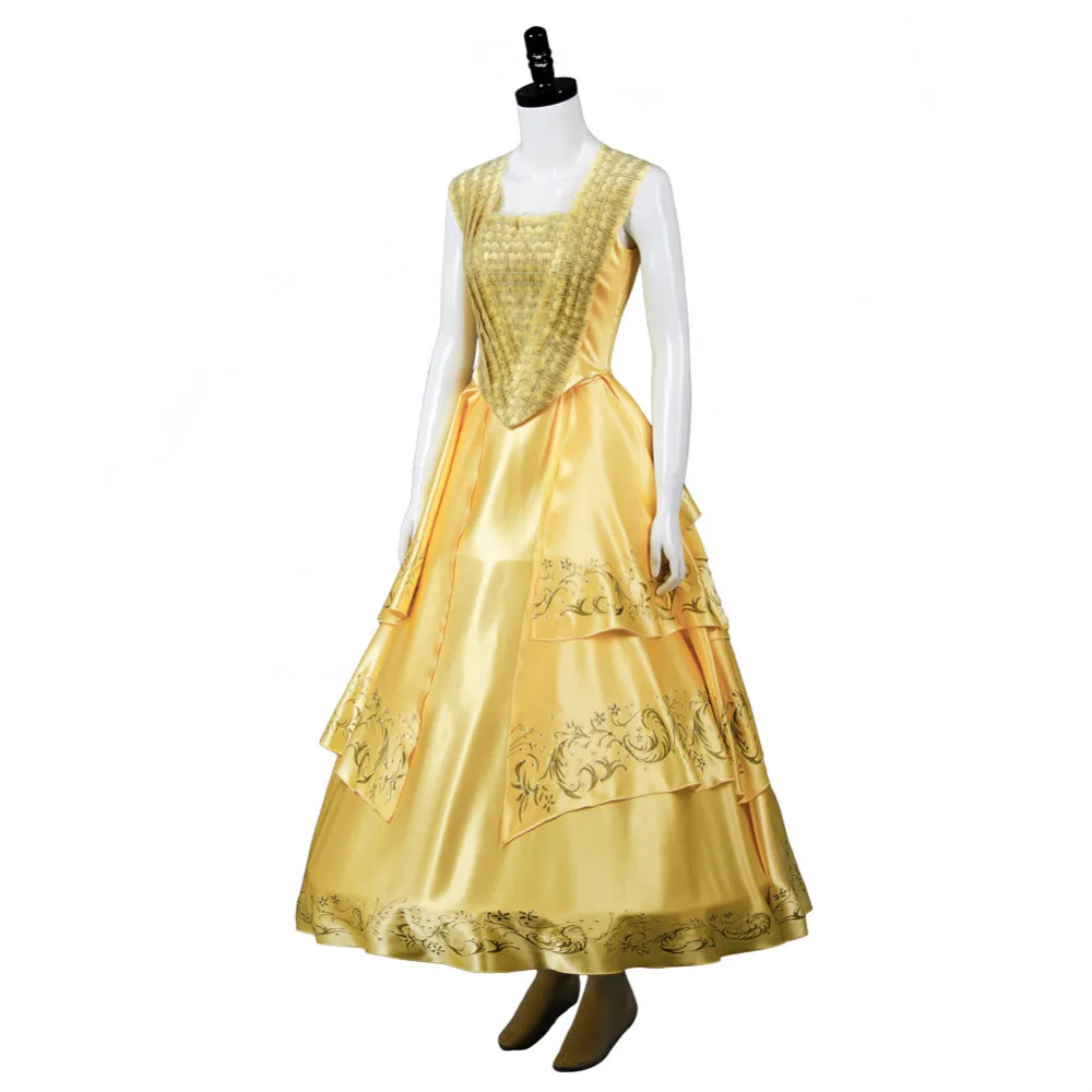 Взрослый 2017 Фильм Красавица и Чудовище Белль Эмма желтый костюм косплей платье