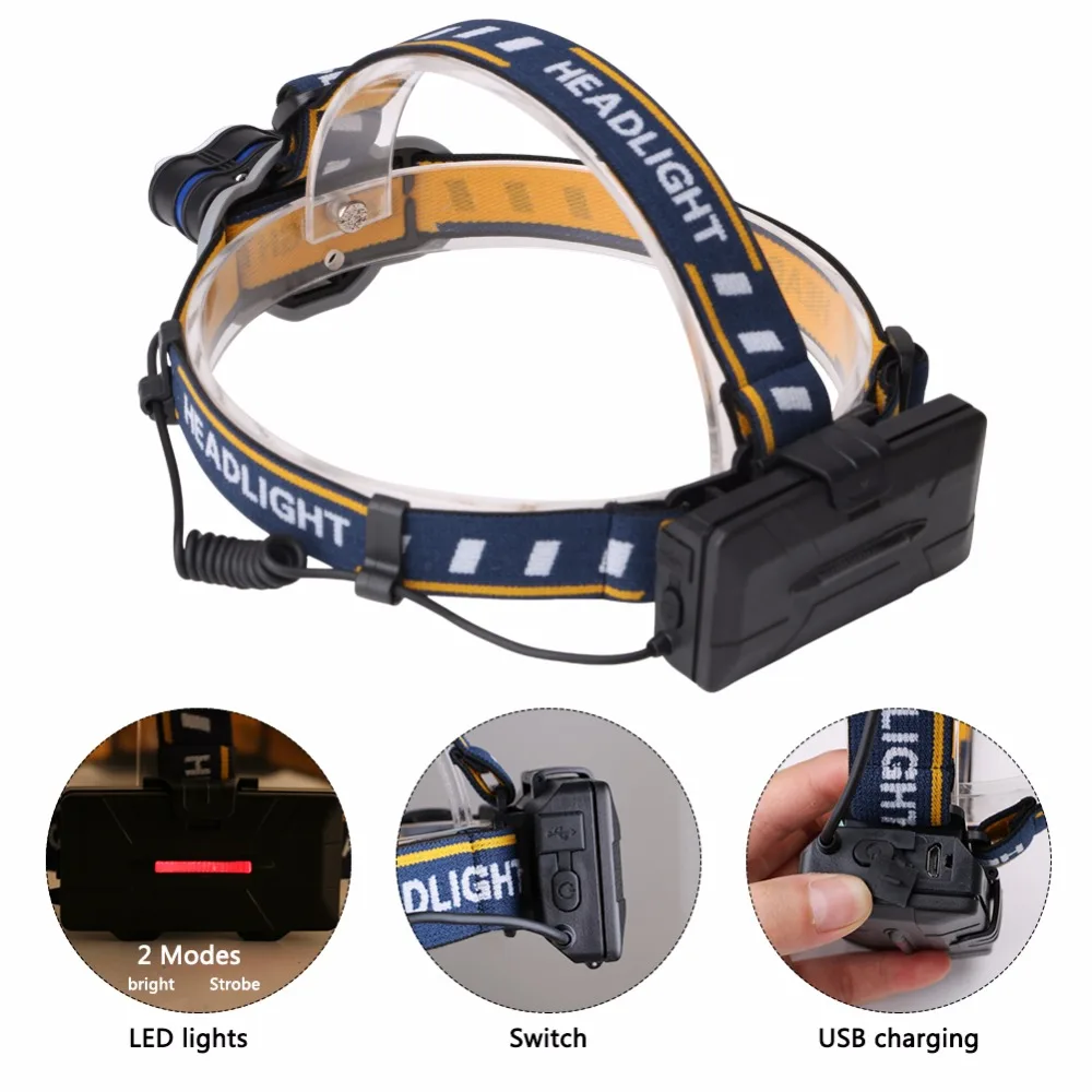 Супер яркий светодиодный головной фонарь CREE XML-T6 1 * T6 + 2 XPE COB белый/красный