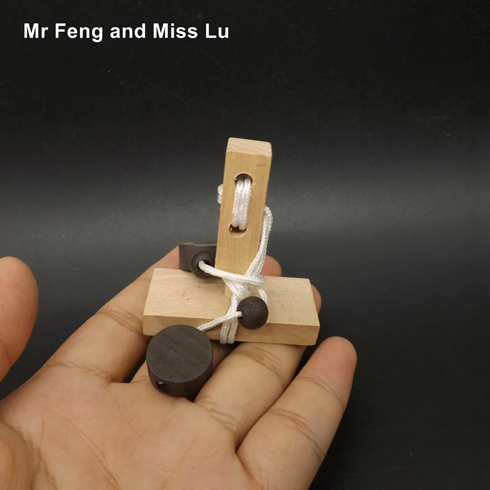 Мини деревянная веревка головоломка кольцо одной колонны 3D строки IQ Волшебный