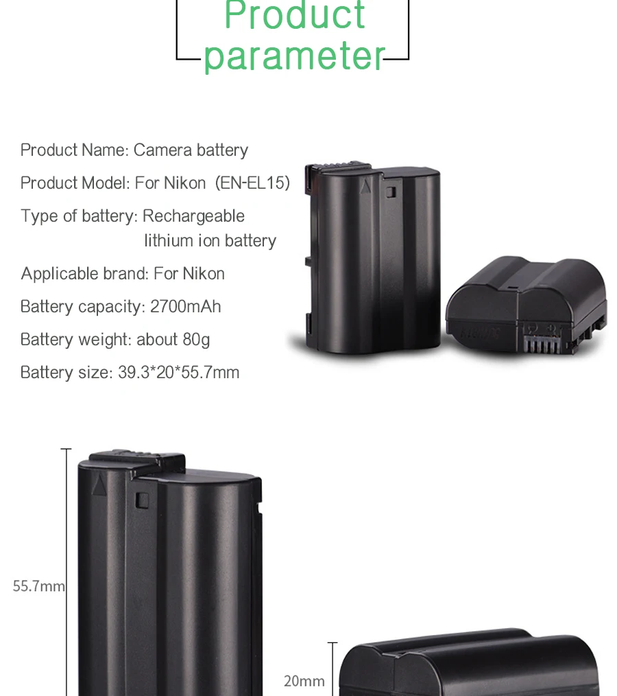 Для батареи Nikon EN-EL15 батарея EN EL15 D7000 D810 ENEL15 EL15A батарея для цифровой камеры+ ЖК-зарядное устройство USB для Nikon D600 D610