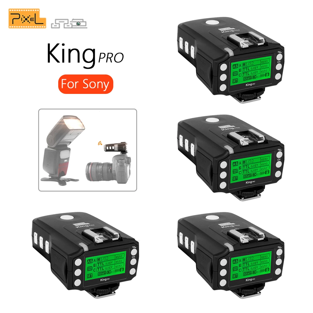 4x PIXEL KING PRO для Sony MI Shoe Camera TTL HSS 1/8000 S ЖК вспышка триггеры управление Canon Nikon Speedlite On King