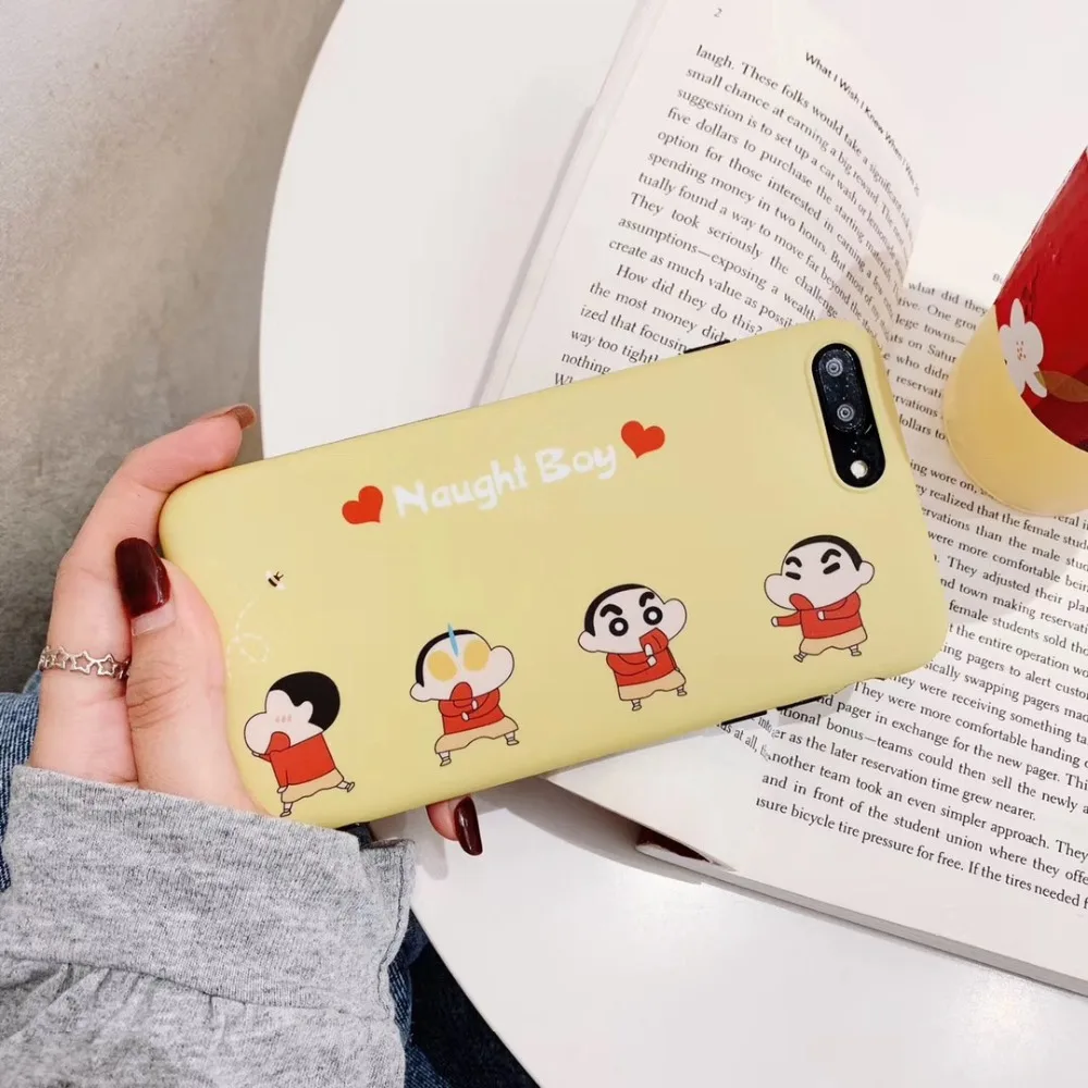 Frosted cartoon crayon xiaoxin and cherry maruko for iphone 6P 6S 6SP 7 7P 8 8P X XS MAX XR mobile phone protective shell |