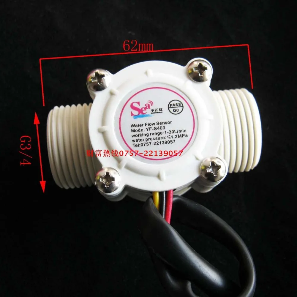 Flow Meter Ssensor Water Fuel Flowmeter Counter Indicator Swimming Pool 1-30L/Min G3/4 DN20